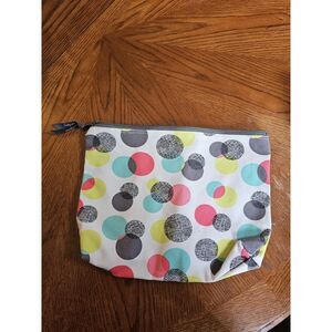 Thirty One Large Zipper Pouch Punch Bowl Polka Dots